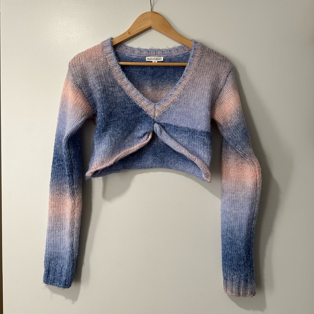 For love and lemons pink and blue cotton candy knit sweater. Size XS like new.